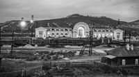 Любительский снимок вокзала станции Бердяуш. Октябрь 1955 года 